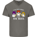 Halloween I'm Just Here For the Boos Mens V-Neck Cotton T-Shirt Charcoal