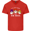 Halloween I'm Just Here For the Boos Mens V-Neck Cotton T-Shirt Red