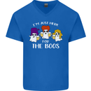Halloween I'm Just Here For the Boos Mens V-Neck Cotton T-Shirt Royal Blue