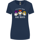 Halloween I'm Just Here For the Boos Womens Wider Cut T-Shirt Navy Blue