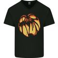 Halloween Jack-O-Lantern Pumpkin Mens V-Neck Cotton T-Shirt Black