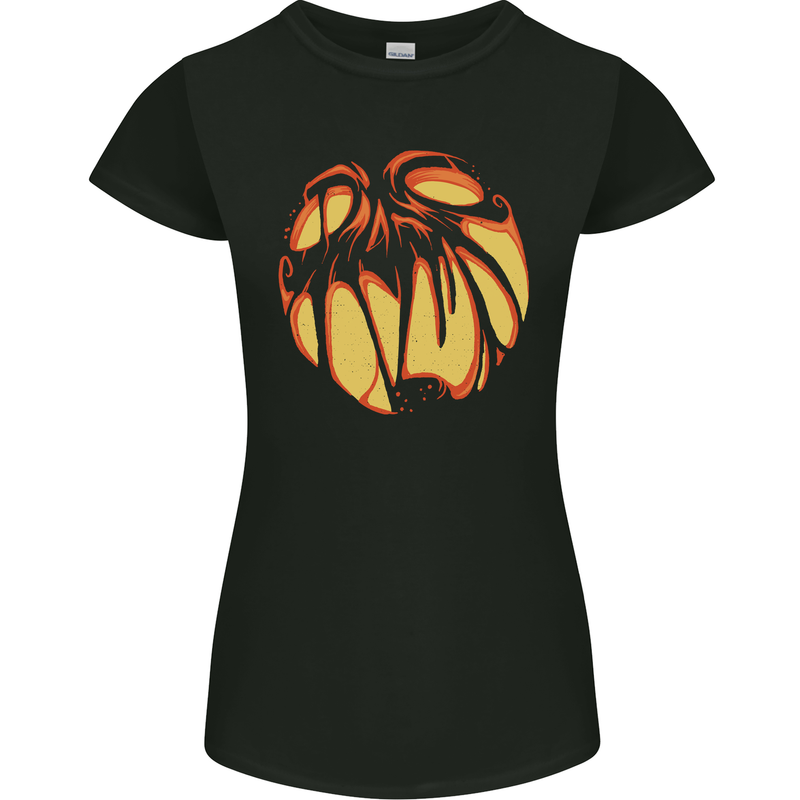 Halloween Jack-O-Lantern Pumpkin Womens Petite Cut T-Shirt Black