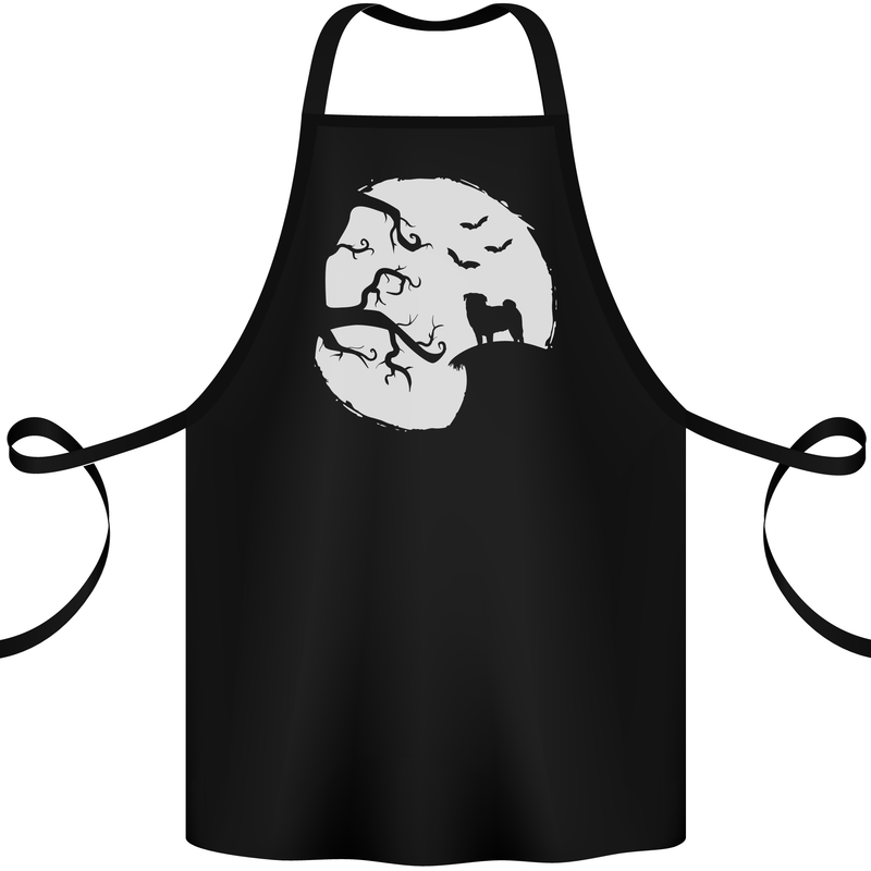Halloween Pug Dog Cotton Apron 100% Organic Black