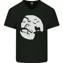 Halloween Pug Dog Mens V-Neck Cotton T-Shirt Black