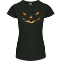 Halloween Pumpkin Face Funny Scary Womens Petite Cut T-Shirt Black