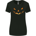 Halloween Pumpkin Face Funny Scary Womens Wider Cut T-Shirt Black