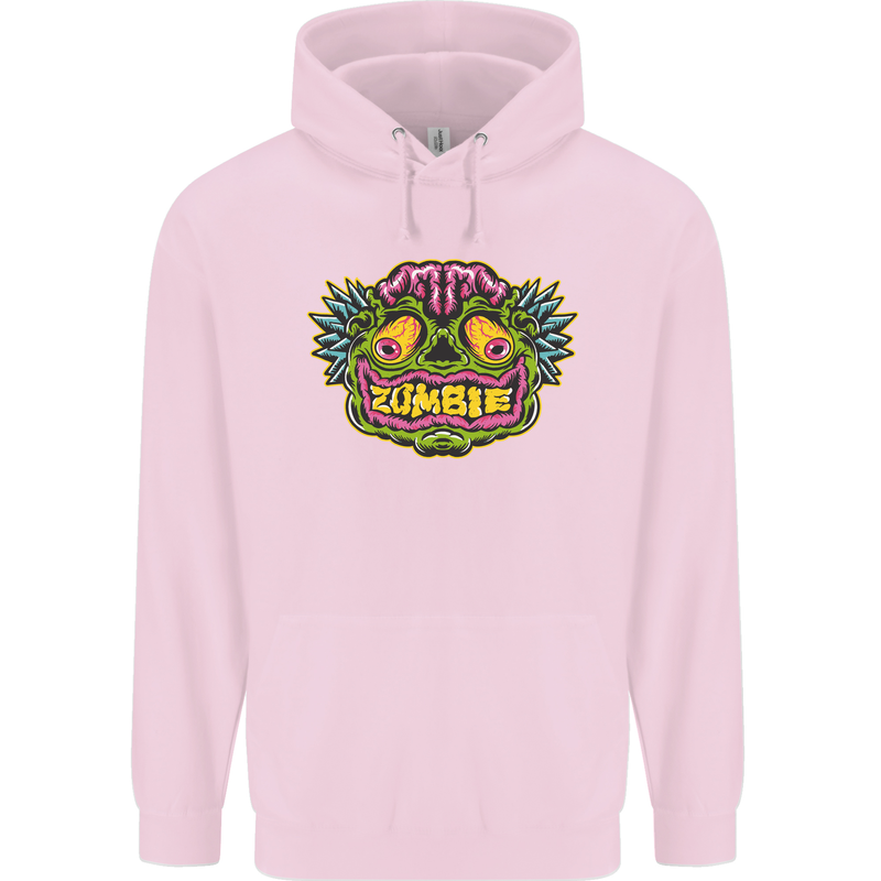 Halloween Zombie Face Childrens Kids Hoodie Light Pink