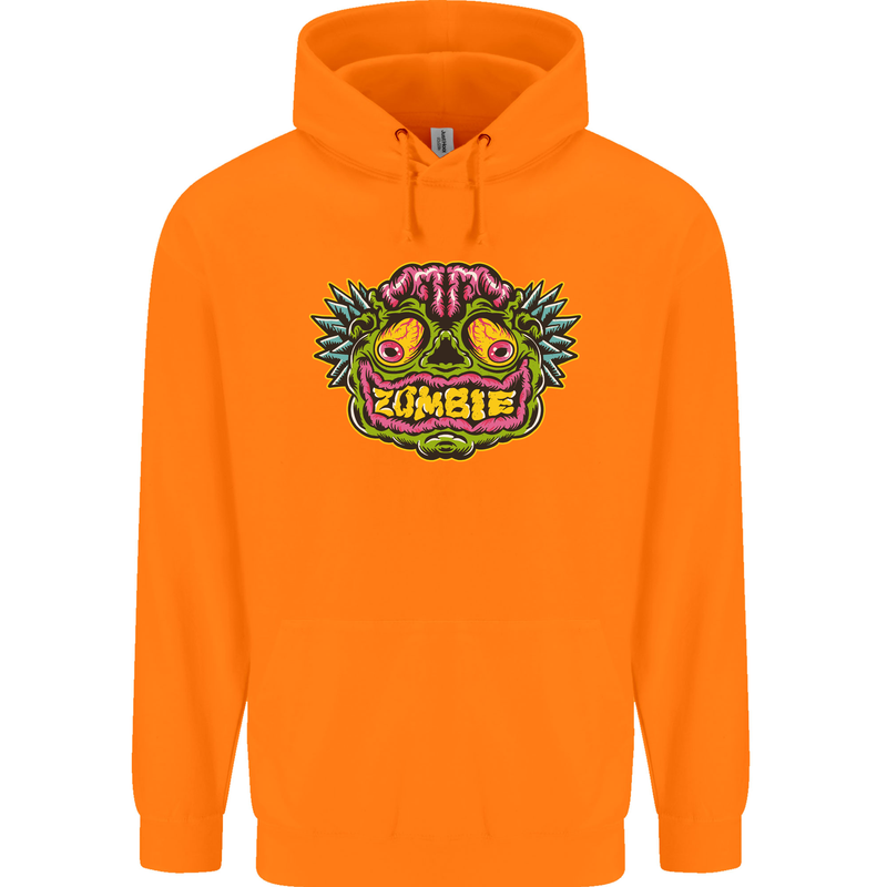 Halloween Zombie Face Childrens Kids Hoodie Orange