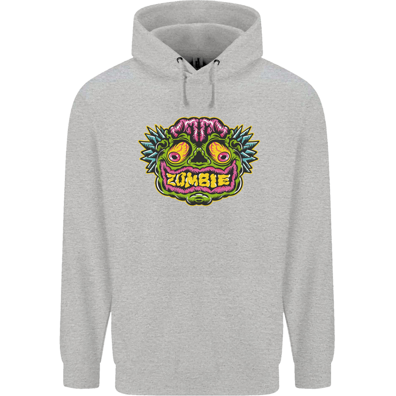 Halloween Zombie Face Childrens Kids Hoodie Sports Grey