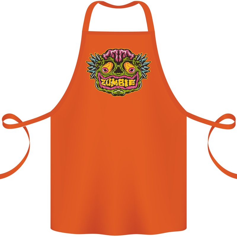 Halloween Zombie Face Cotton Apron 100% Organic Orange