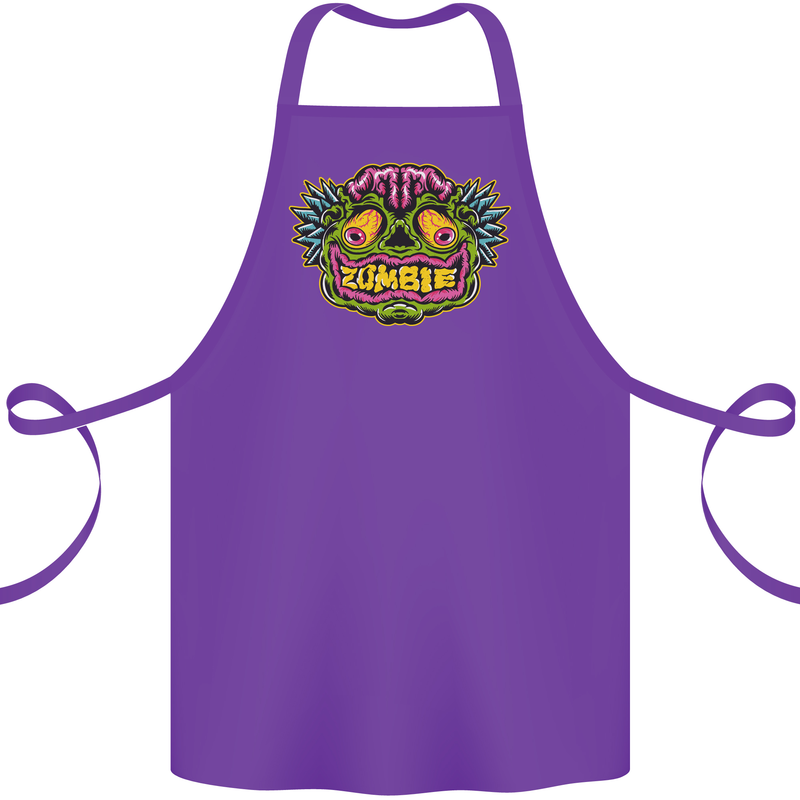 Halloween Zombie Face Cotton Apron 100% Organic Purple