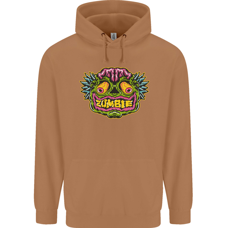 Halloween Zombie Face Mens 80% Cotton Hoodie Caramel Latte