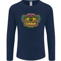 Halloween Zombie Face Mens Long Sleeve T-Shirt Navy Blue