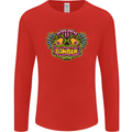 Halloween Zombie Face Mens Long Sleeve T-Shirt Red