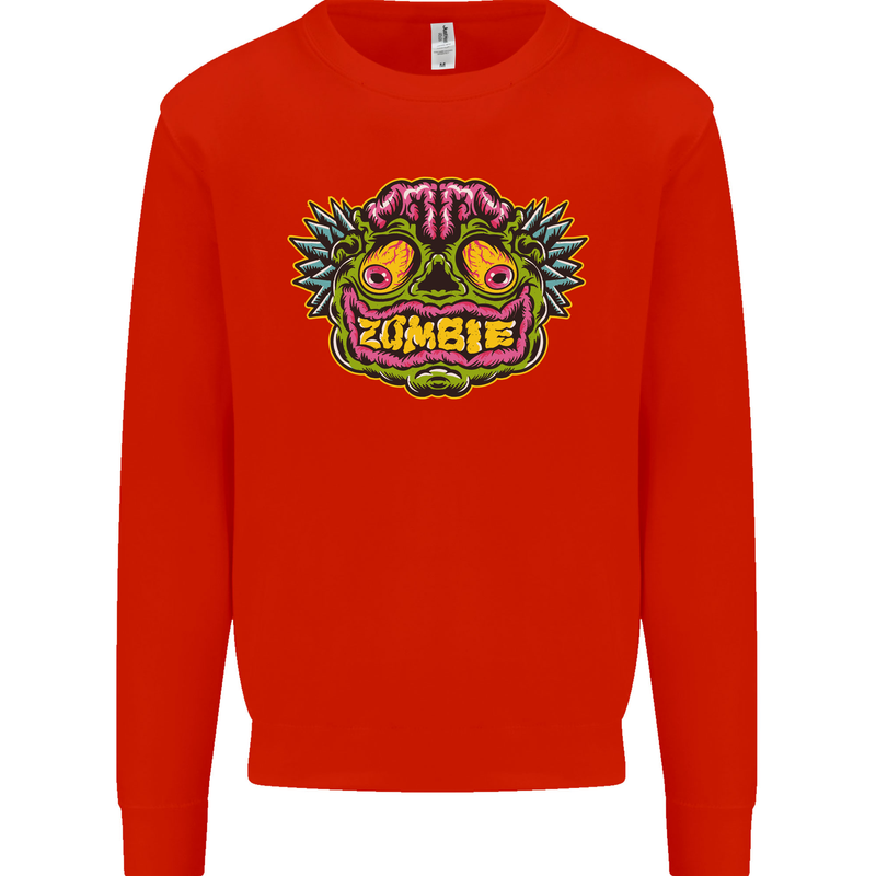 Halloween Zombie Face Mens Sweatshirt Jumper Bright Red