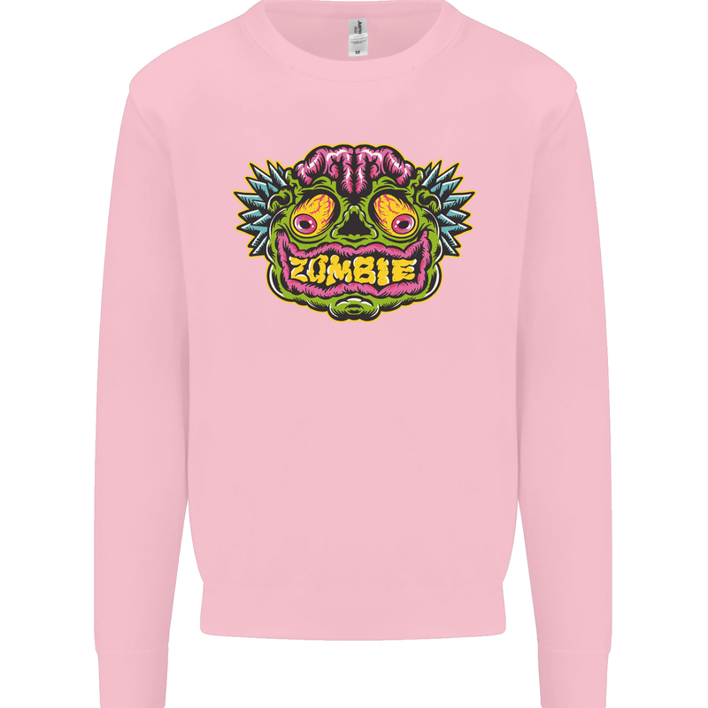 Halloween Zombie Face Mens Sweatshirt Jumper Light Pink