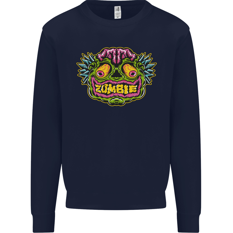 Halloween Zombie Face Mens Sweatshirt Jumper Navy Blue