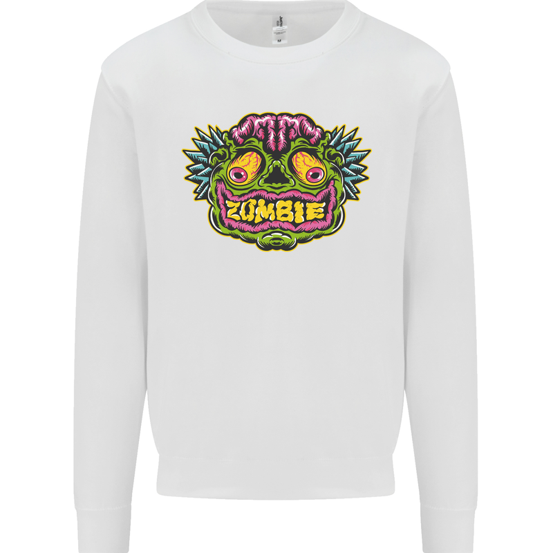 Halloween Zombie Face Mens Sweatshirt Jumper White