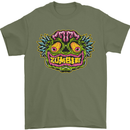 Halloween Zombie Face Mens T-Shirt 100% Cotton Military Green