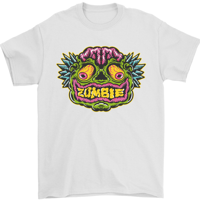 Halloween Zombie Face Mens T-Shirt 100% Cotton White