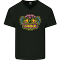 Halloween Zombie Face Mens V-Neck Cotton T-Shirt Black