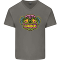 Halloween Zombie Face Mens V-Neck Cotton T-Shirt Charcoal