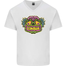 Halloween Zombie Face Mens V-Neck Cotton T-Shirt White