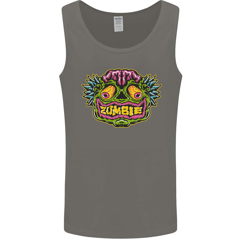 Halloween Zombie Face Mens Vest Tank Top Charcoal