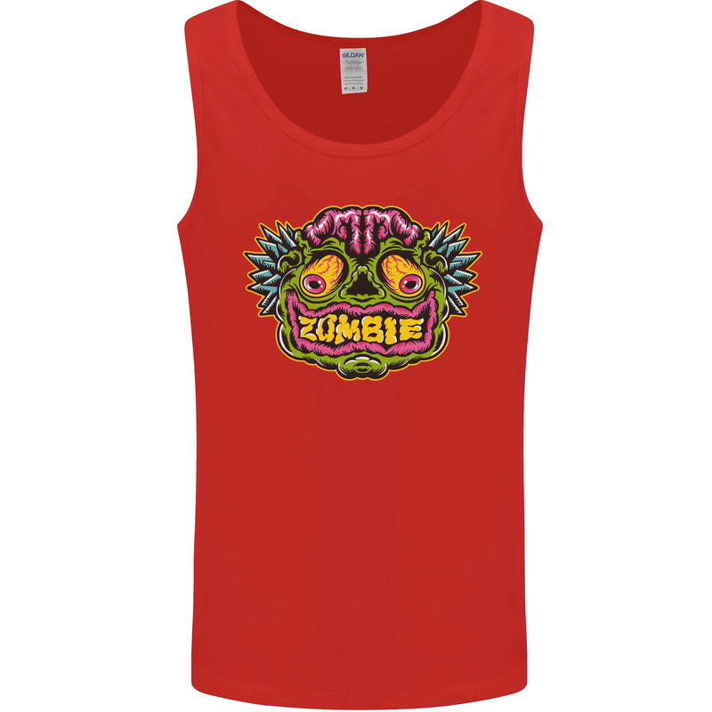 Halloween Zombie Face Mens Vest Tank Top Red