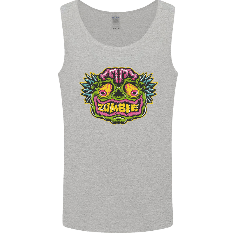Halloween Zombie Face Mens Vest Tank Top Sports Grey