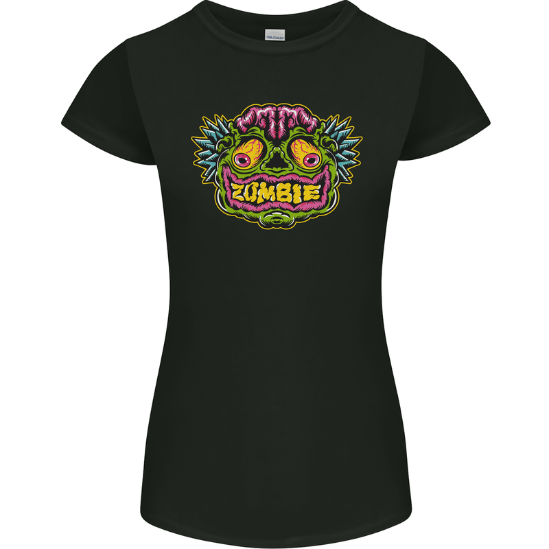 Halloween Zombie Face Womens Petite Cut T-Shirt Black