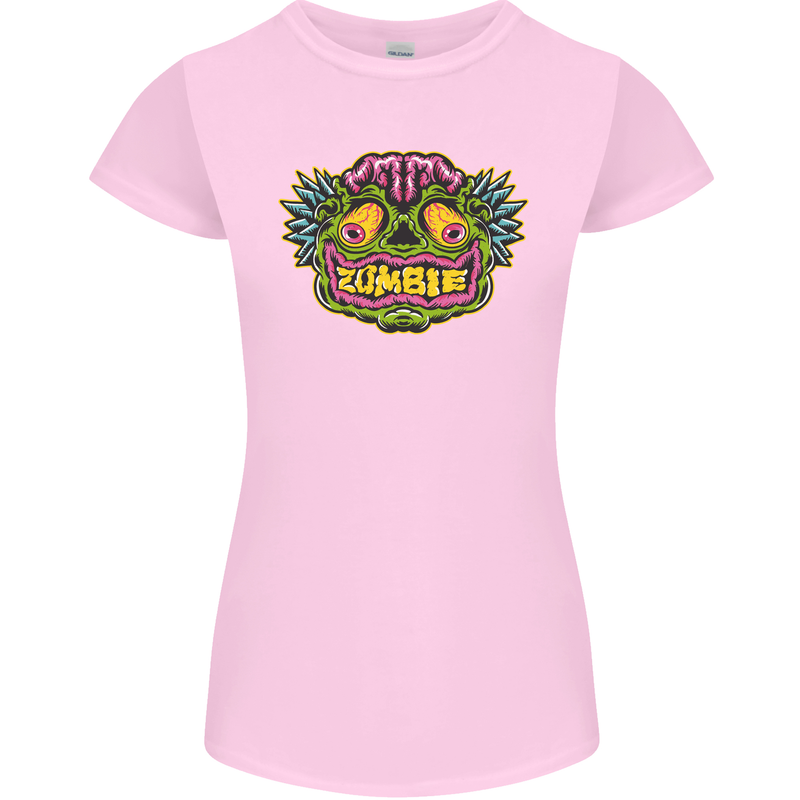 Halloween Zombie Face Womens Petite Cut T-Shirt Light Pink