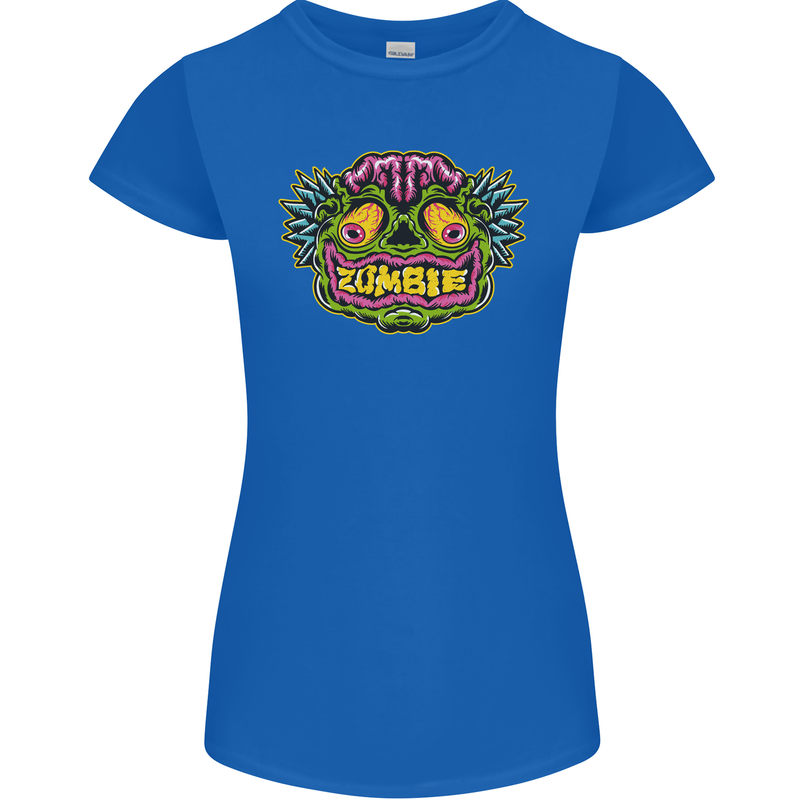 Halloween Zombie Face Womens Petite Cut T-Shirt Royal Blue