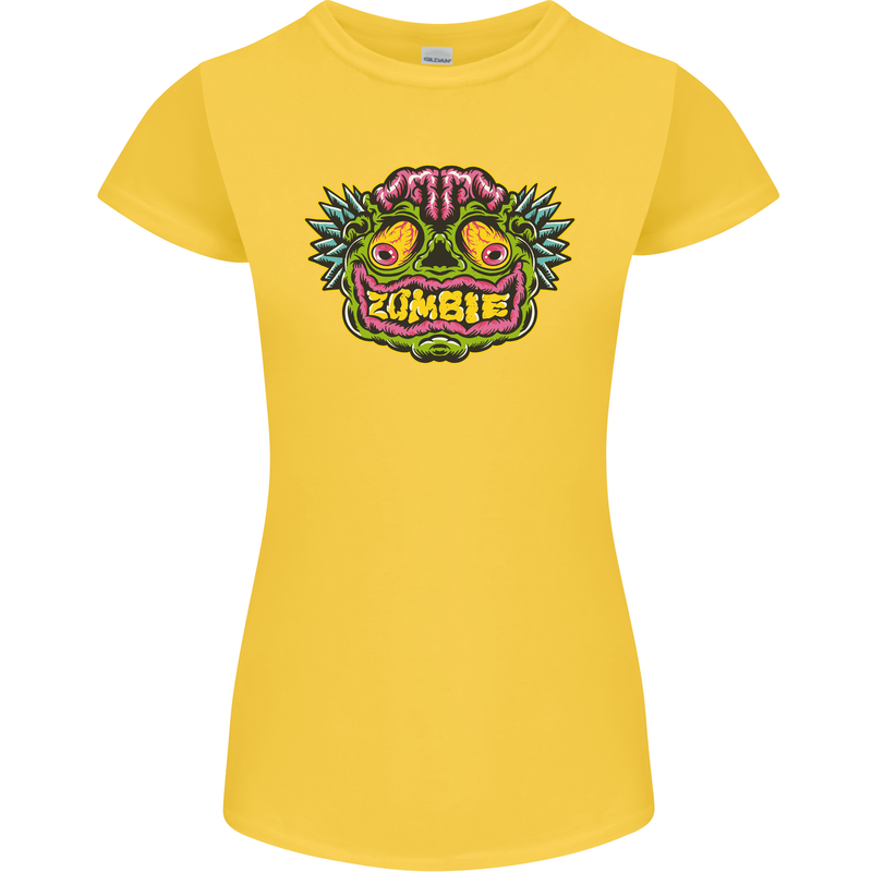 Halloween Zombie Face Womens Petite Cut T-Shirt Yellow