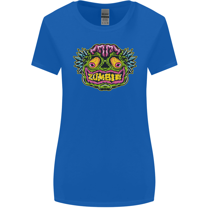 Halloween Zombie Face Womens Wider Cut T-Shirt Royal Blue