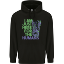 Halloween Zombie Just Here For the Humans Childrens Kids Hoodie Black