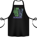 Halloween Zombie Just Here For the Humans Cotton Apron 100% Organic Black