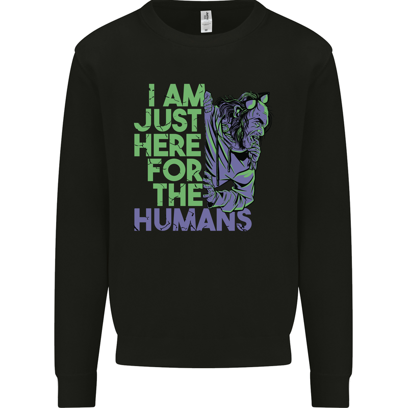 Halloween Zombie Just Here For the Humans Kids Sweatshirt Jumper Black