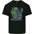 Halloween Zombie Just Here For the Humans Mens Cotton T-Shirt Tee Top Black