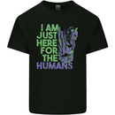 Halloween Zombie Just Here For the Humans Mens Cotton T-Shirt Tee Top Black