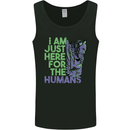 Halloween Zombie Just Here For the Humans Mens Vest Tank Top Black