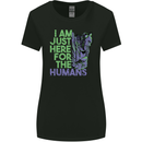 Halloween Zombie Just Here For the Humans Womens Wider Cut T-Shirt Black