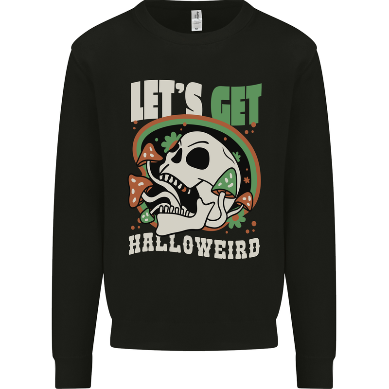Halloweird Magic Mushrooms Halloween LSD Kids Sweatshirt Jumper Black