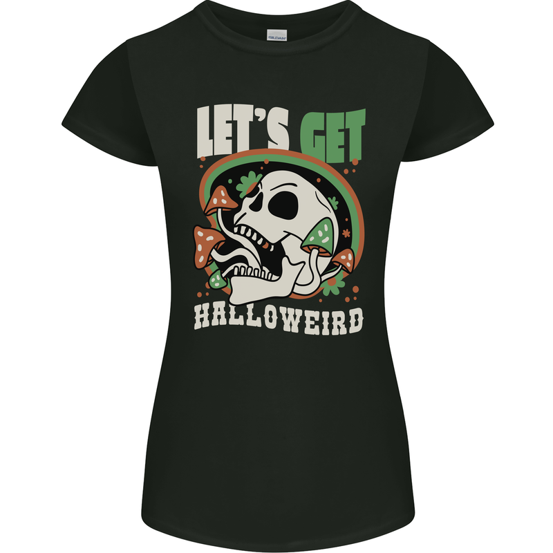 Halloweird Magic Mushrooms Halloween LSD Womens Petite Cut T-Shirt Black