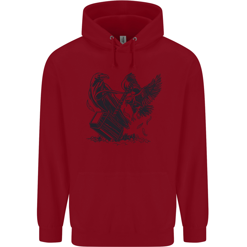 Hammer and Raven Vikings Childrens Kids Hoodie Red