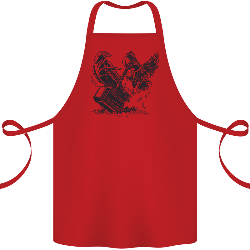 Hammer and Raven Vikings Cotton Apron 100% Organic Red