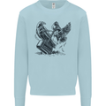 Hammer and Raven Vikings Kids Sweatshirt Jumper Light Blue