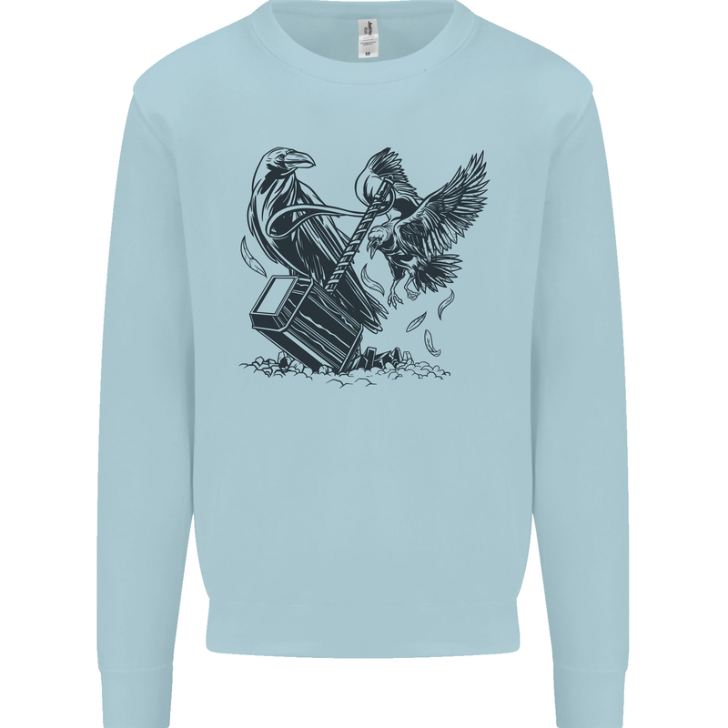 Hammer and Raven Vikings Kids Sweatshirt Jumper Light Blue