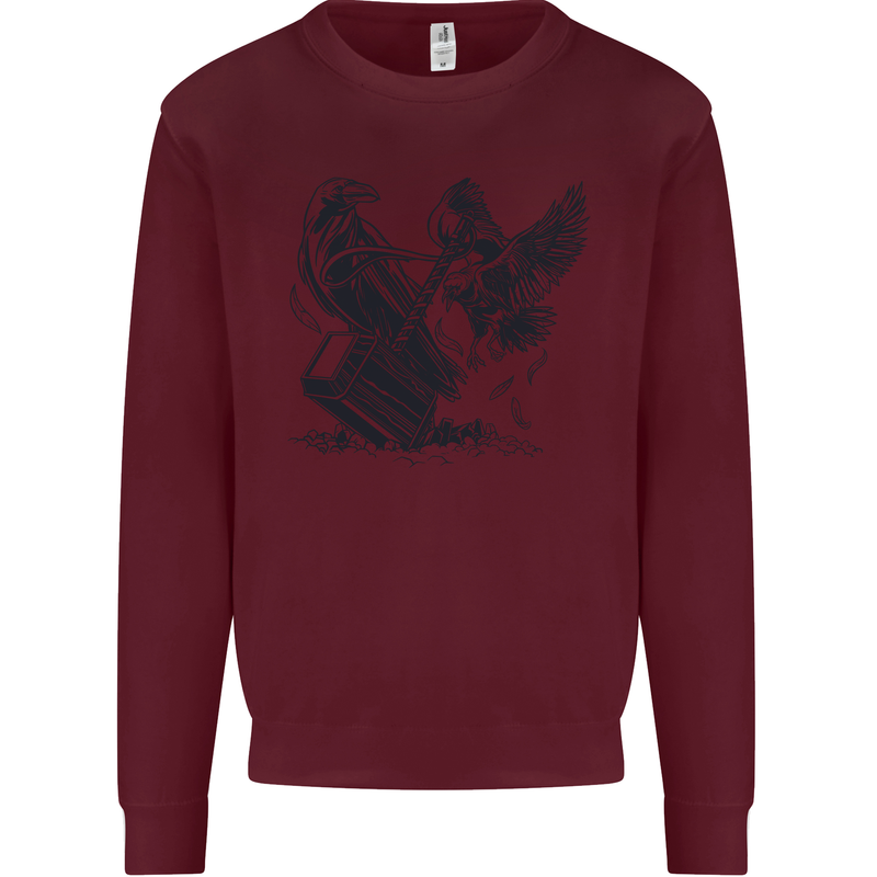 Hammer and Raven Vikings Kids Sweatshirt Jumper Maroon