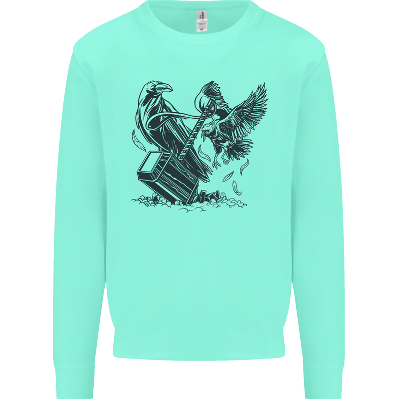 Hammer and Raven Vikings Kids Sweatshirt Jumper Peppermint